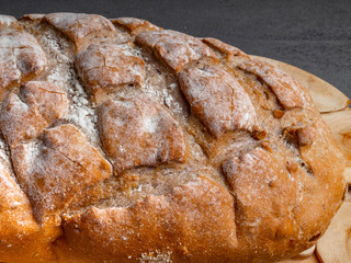 freshly whole baked bread, fresh baking, close up