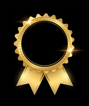 Golden seal with blank black copy space isolated