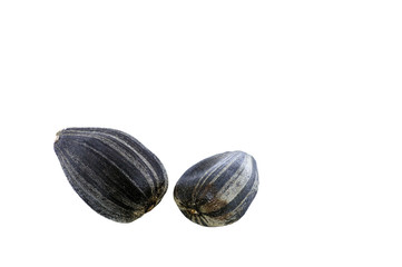 Black sunflower seeds isolated on white background