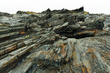 Puff rocks. The stones. Shore of the Barents Sea. Arctic. The edge of the earth.