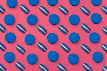 Flying macaroons with colorful backround