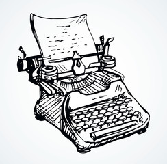 Vintage typewriter. Vector drawing icon
