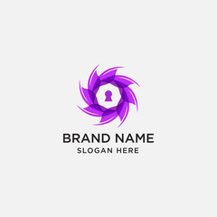 leaf round color full logo design template - vector