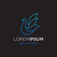 Goose linear logo design template - vector