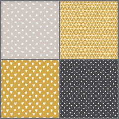 Cute set of Scandinavian collection seamless pattern background with hand drawn textures
