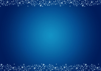Blue christmas background with white snowflakes