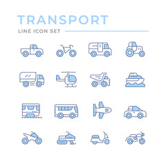 Set color line icons of transport
