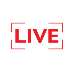 Red symbol button of live streaming, broadcasting, online stream. Lower third template for tv, shows, movies and live performances.