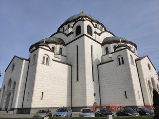 Orthodox Saint Sava Temple Belgrade Serbia white facade