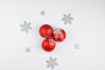 New Year 2020. Snowflakes. White background. Merry Christmas. Cones and decorations for the Christmas tree. Hand painted decorations