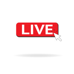 Red symbol button of live streaming, broadcasting, online stream. Lower third template for tv, shows, movies and live performances.