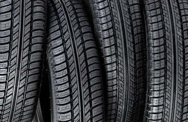 Brand new car tyres background