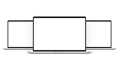 Modern laptop computers mockups isolated on white background. Vector illustration