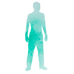 white background, watercolor silhouette of a guy