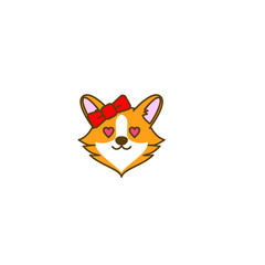 cute corgi dog head logo icon design vector illustration