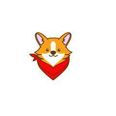 Obraz premium cute corgi dog head logo icon design vector illustration