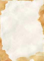 Old handmade paper. Splashes of coffee blots are brown. Texture design for old cards, invitation cards, background, wallpaper.