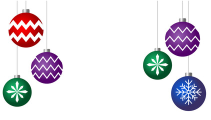 Colorful Christmas balls on the white background