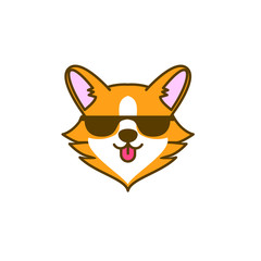 cute corgi dog head logo icon design vector illustration