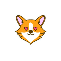 cute corgi dog head logo icon design vector illustration