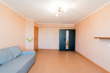 Russia, Moscow- July 08, 2019: interior room apartment. standard repair decoration in hostel