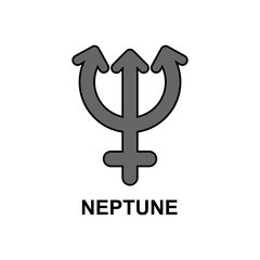 Symbol of the planet Neptune, icon. Vector illustration.