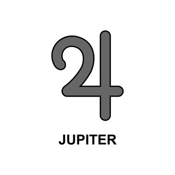 Symbol of the planet Jupiter, icon. Vector illustration.