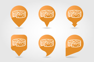 Soft cheese with mold vector pin map icon