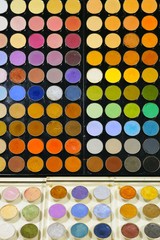 Colorful display palette of round make-up