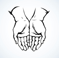 Praying hands. Vector drawing