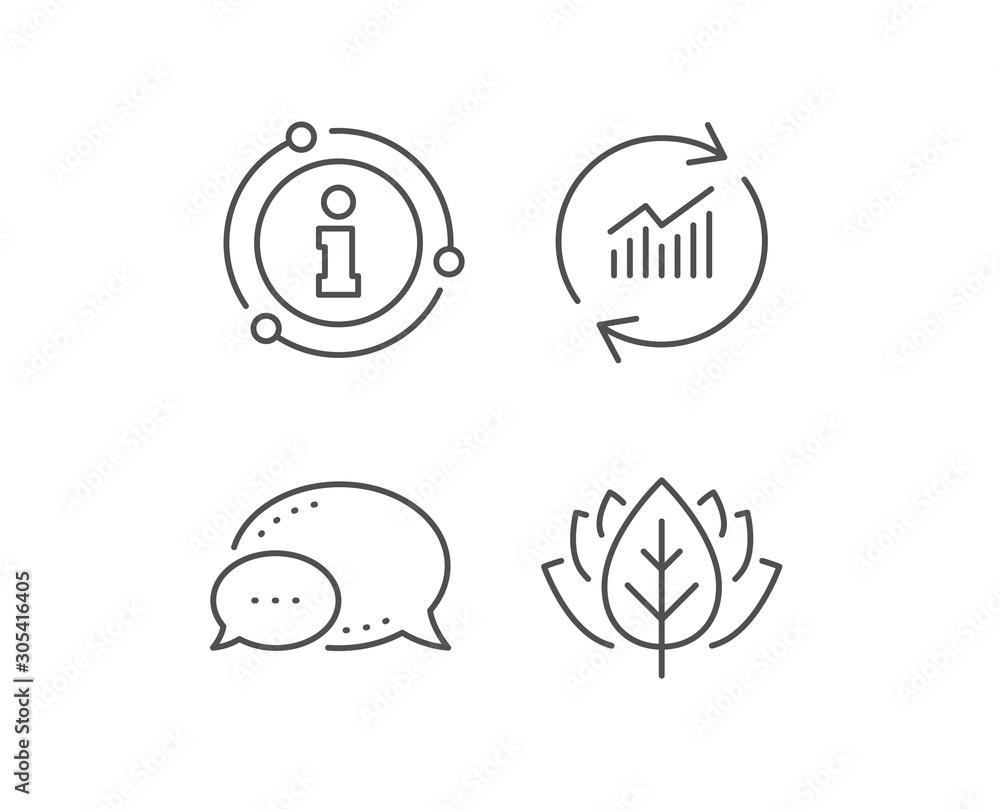 Poster chart line icon. chat bubble, info sign elements. update report graph or sales growth sign. analysis