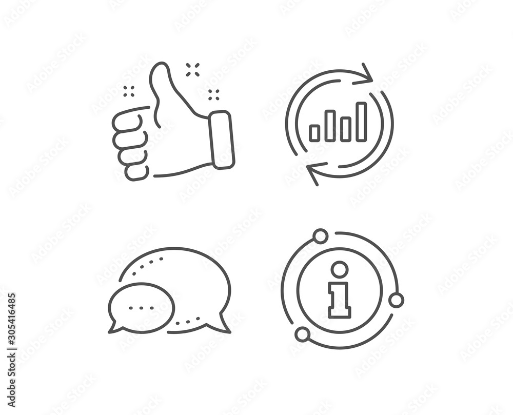 Poster chart line icon. chat bubble, info sign elements. update report graph or sales growth sign. analysis