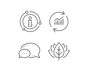 Chart line icon. Chat bubble, info sign elements. Update Report graph or Sales growth sign. Analysis and Statistics data symbol. Linear update data outline icon. Information bubble. Vector