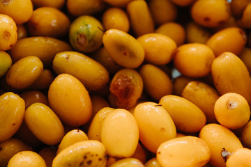 Closeup shot of the yellow dates