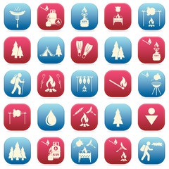 Set of travel and camping equipment icons