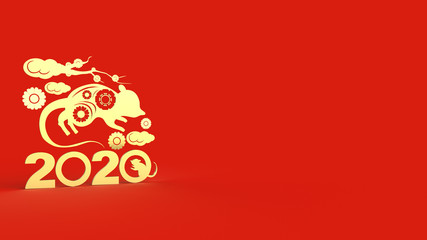 Chinese new year 2020 3d rendering for holiday content.