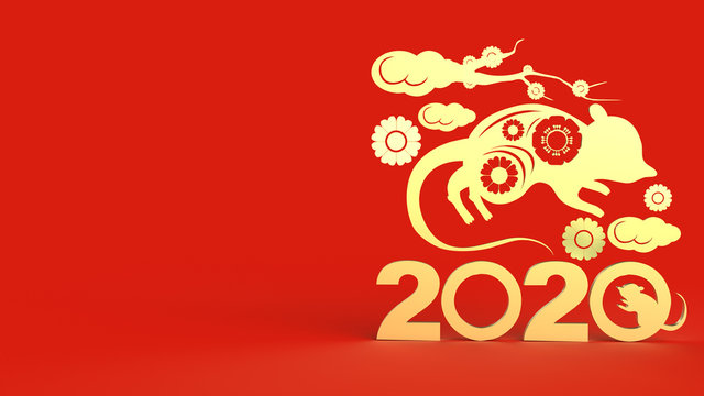 Chinese new year 2020 3d rendering for holiday content.
