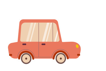 Pink cartoon car on a white background. flat vector. illustration.