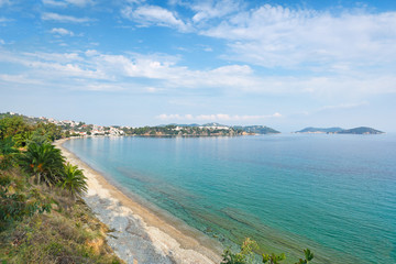 Fototapeta na wymiar The beach Ftelia in Skiathos, Greece