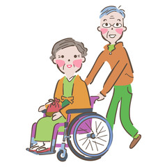 車椅子で初詣　イラス