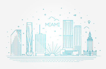 Obraz premium Miami city skyline, vector illustration