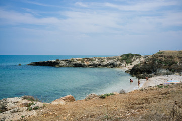 Seascape of mediterranean coast of calarossa, Gargano Italy