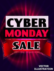 Fototapeta premium Cyber Monday Sale Background. Banner for holiday discounts and sales. Vector illustration.