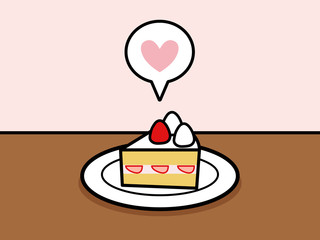 カフェタイム ショートケーキ（ハートの吹き出し）