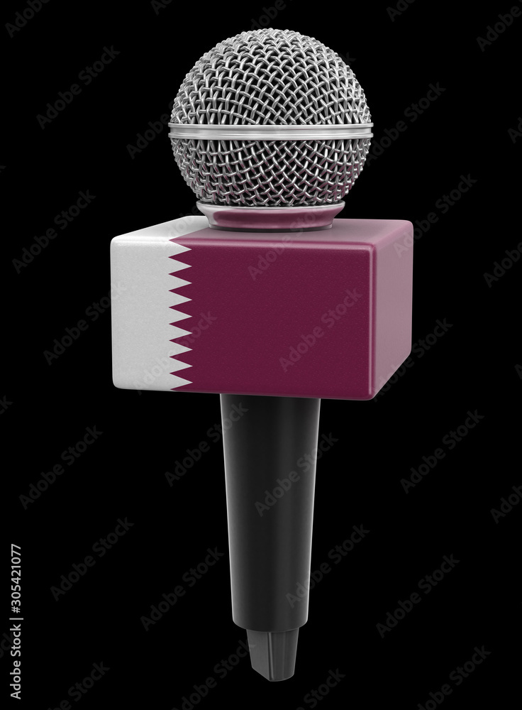 Poster microphone with qatar flag. image with clipping path