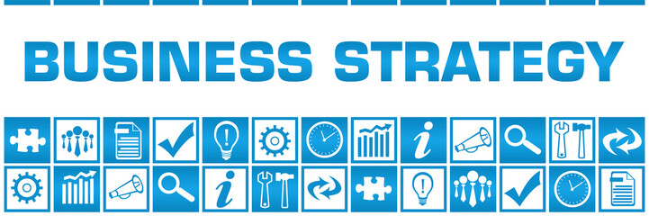 Business Strategy Blue White Box Grid Business Symbols 