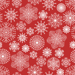 Simple pattern with snowflakes. Vector illustration