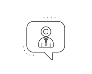 Fototapeta premium Copyrighter line icon. Chat bubble design. Writer person sign. Copywriting symbol. Outline concept. Thin line copyrighter icon. Vector