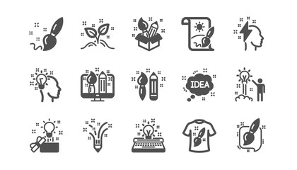 Creativity icons. Creative designer, Idea and Inspiration. Brush and pencil classic icon set. Quality set. Vector