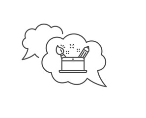 Creativity concept line icon. Chat bubble design. Graphic designer sign. Brush and pencil symbol. Outline concept. Thin line creativity concept icon. Vector